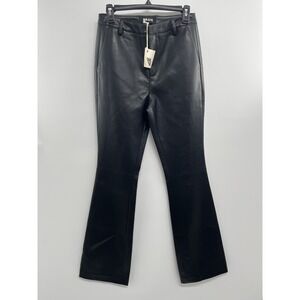 NWT SE.O.YA Faux leather Pants Women's 2 Black Leg Pockets Classic Hipster